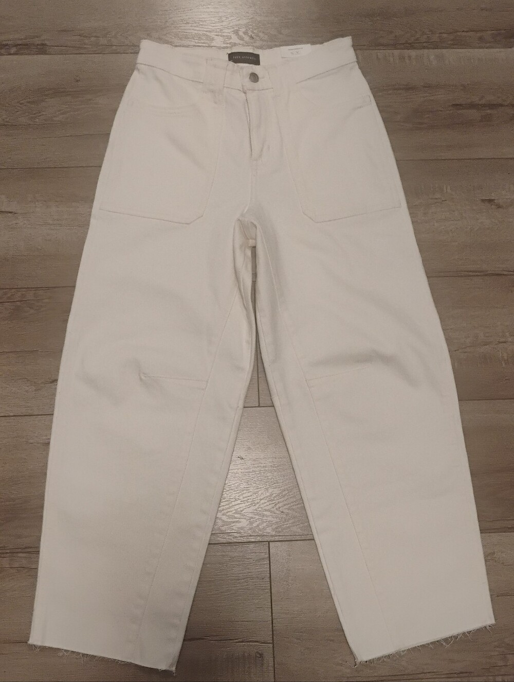 Free Assembly Women's Carpenter Barrel Jean Pants in Size 2 Vanilla Cream White